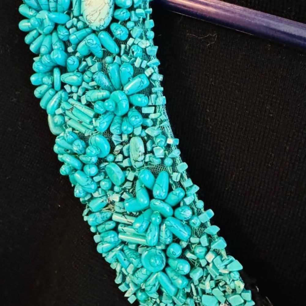 Moschino Cardigan embroidered with genuine Turquoise stones sz 10 Made in Italy - Picture 3 of 11